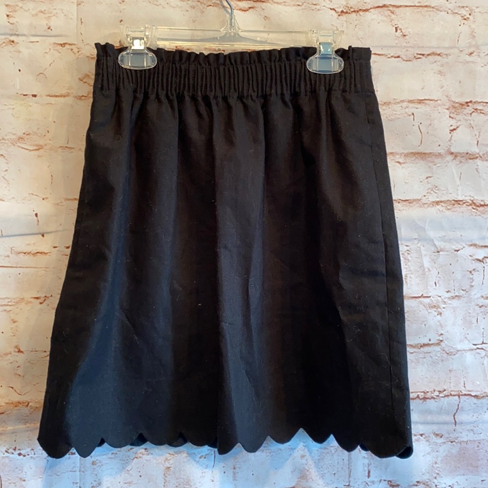 J crew scallop linen skirt elastic waist A line